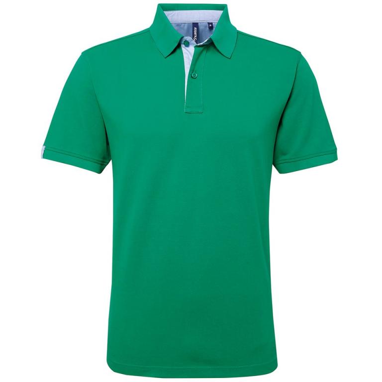 Cotton polo with Oxford fabric insert Kelly/Sky