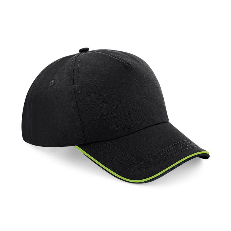 Authentic 5-panel cap - piped peak Black/Lime Green
