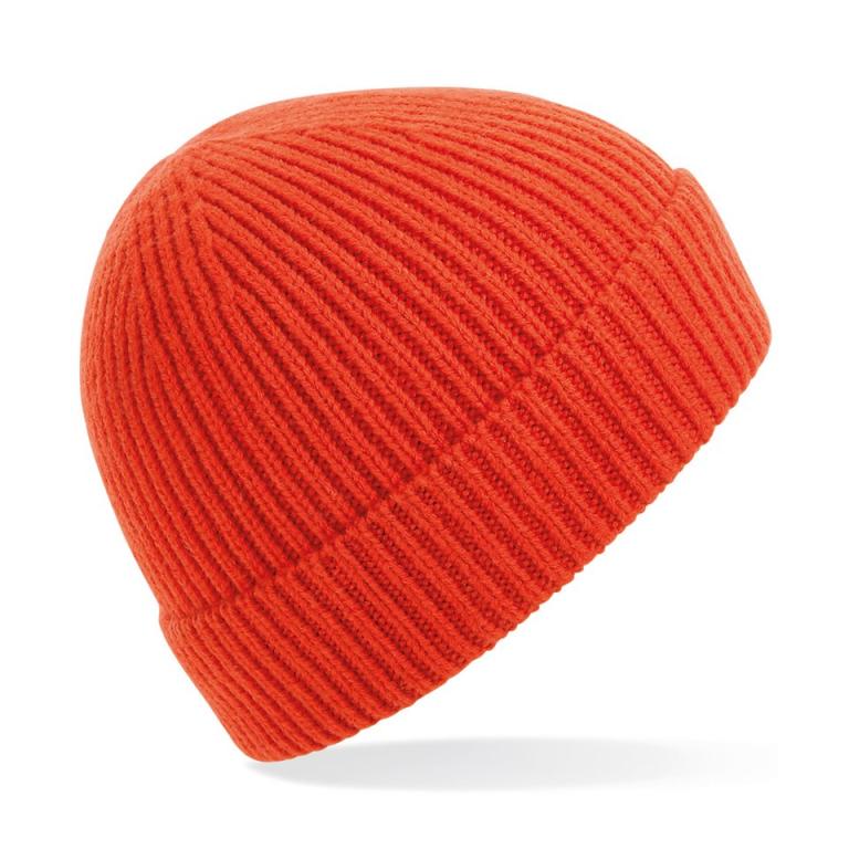 Engineered knit ribbed beanie Fire Red