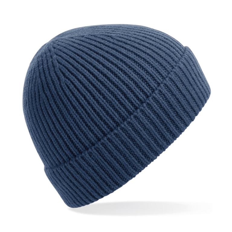 Engineered knit ribbed beanie Steel Blue