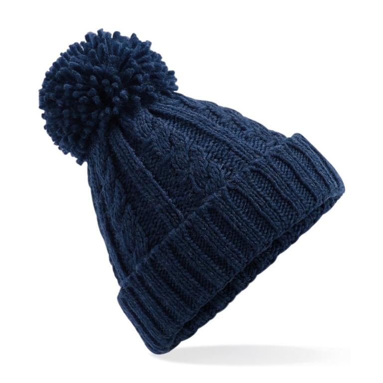 Cable knit melange beanie Navy