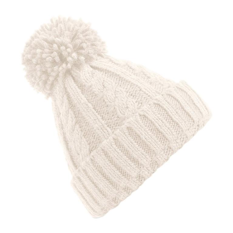 Cable knit melange beanie Oatmeal
