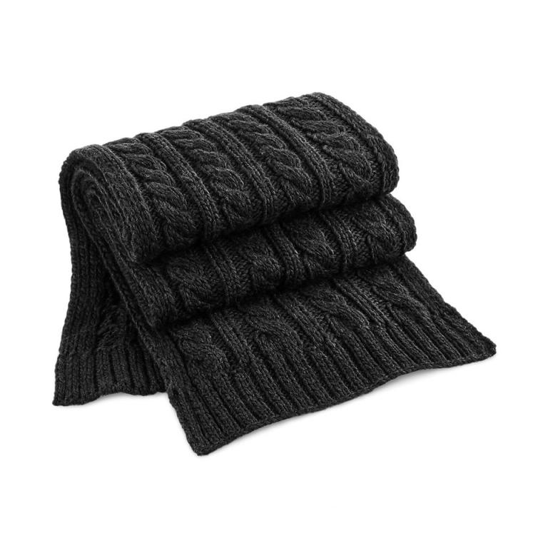 Cable knit melange scarf Black