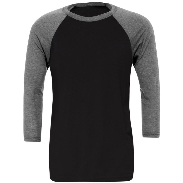 Unisex triblend ¾ sleeve baseball t-shirt Black/Deep Heather