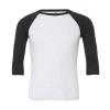 Unisex triblend ¾ sleeve baseball t-shirt White Fleck/Charcoal-Black Triblend