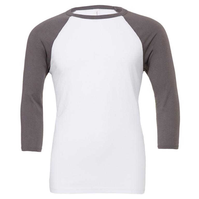 Unisex triblend ¾ sleeve baseball t-shirt White/Asphalt