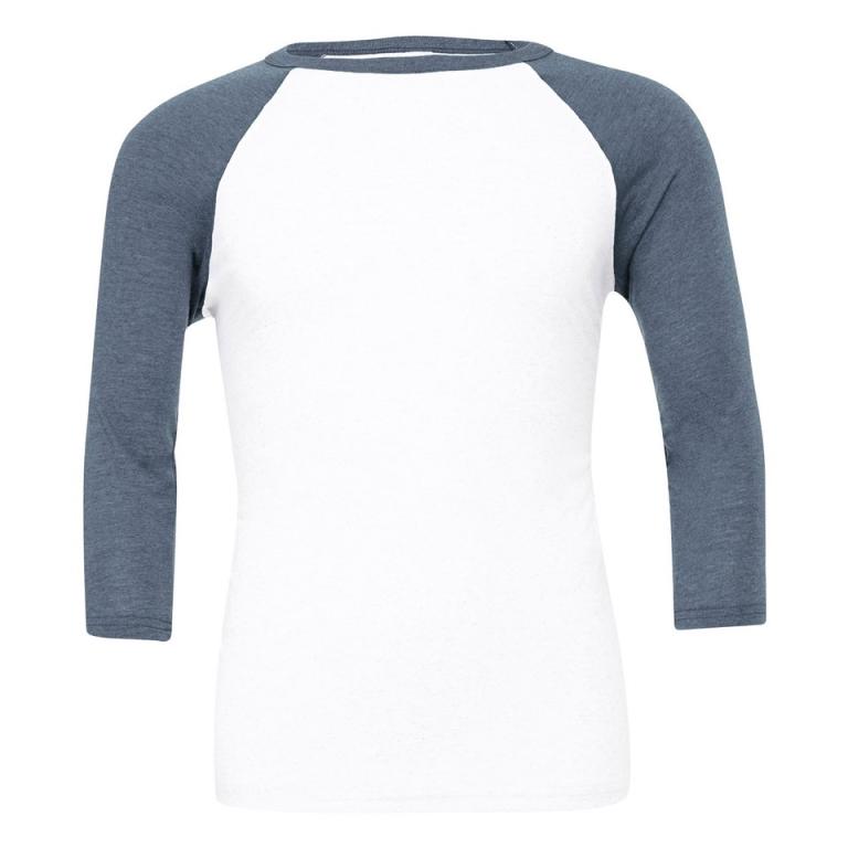 Unisex triblend ¾ sleeve baseball t-shirt White/Denim