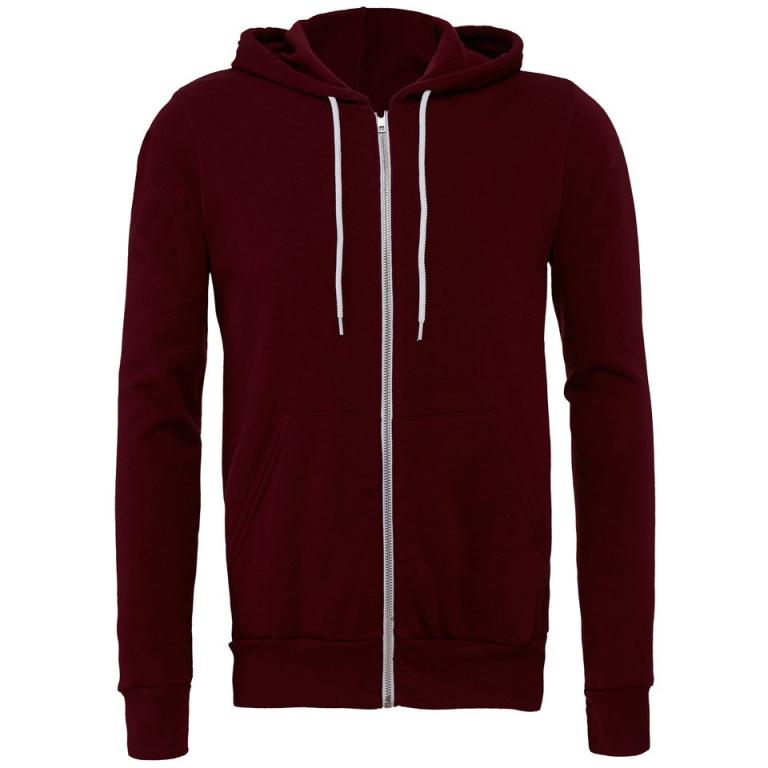Unisex polycotton fleece full-zip hoodie Maroon