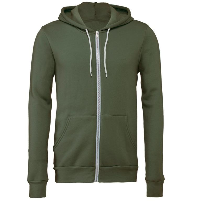 Unisex polycotton fleece full-zip hoodie Military Green