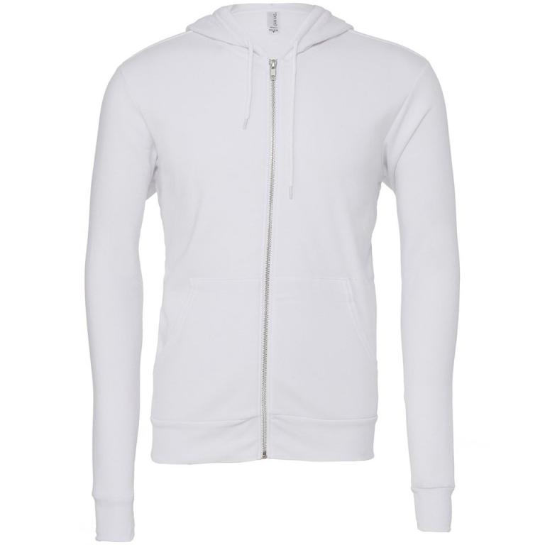 Unisex polycotton fleece full-zip hoodie White