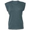 Women's flowy muscle tee with rolled cuff Heather Deep Teal