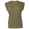 Women's flowy muscle tee with rolled cuff Heather Olive