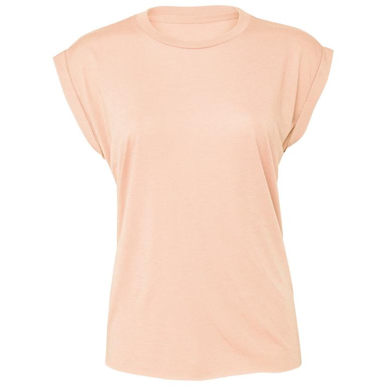 Women's flowy muscle tee with rolled cuff Peach