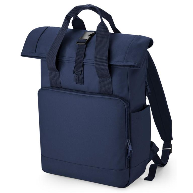 Recycled twin handle roll-top laptop backpack Navy Dusk