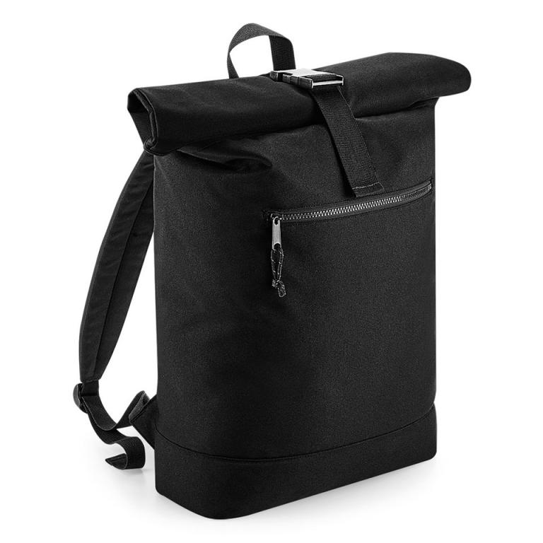 Recycled rolled-top backpack Black