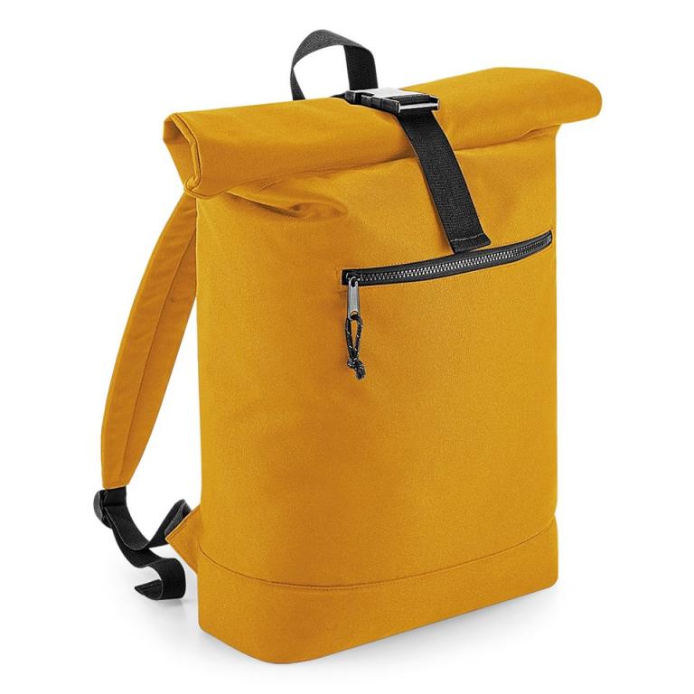 Recycled rolled-top backpack Mustard