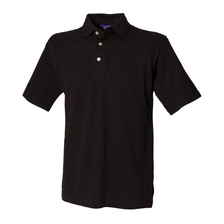 Classic cotton piqué polo with stand-up collar Black