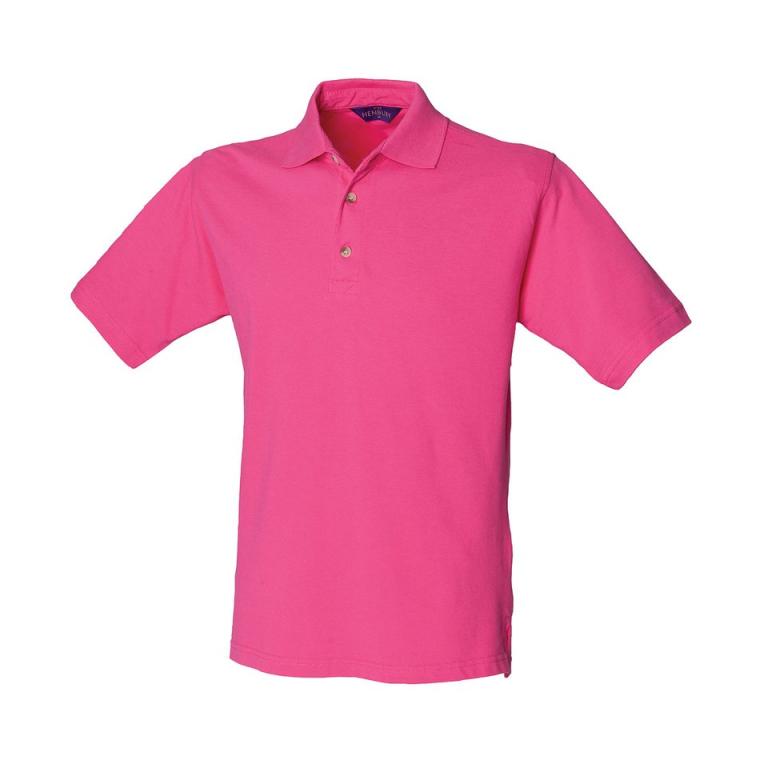 Classic cotton piqué polo with stand-up collar Fuchsia