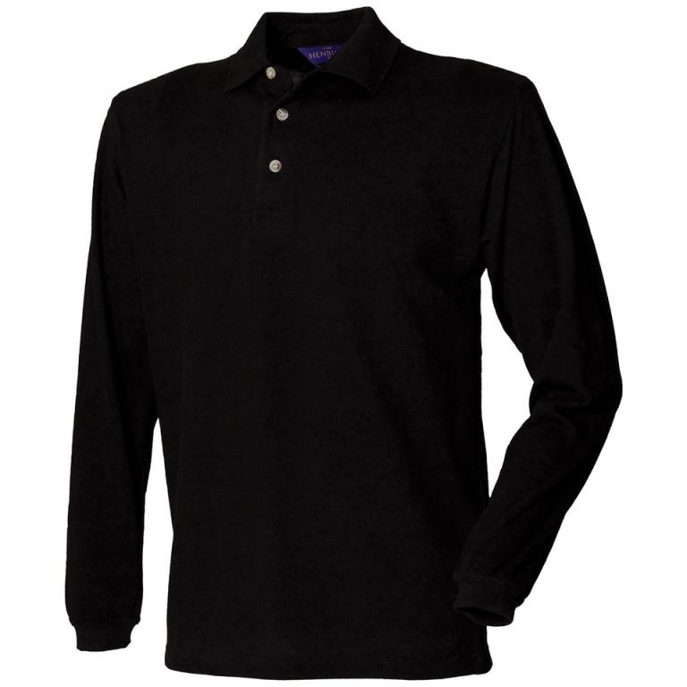 Long sleeve cotton polo shirt Black