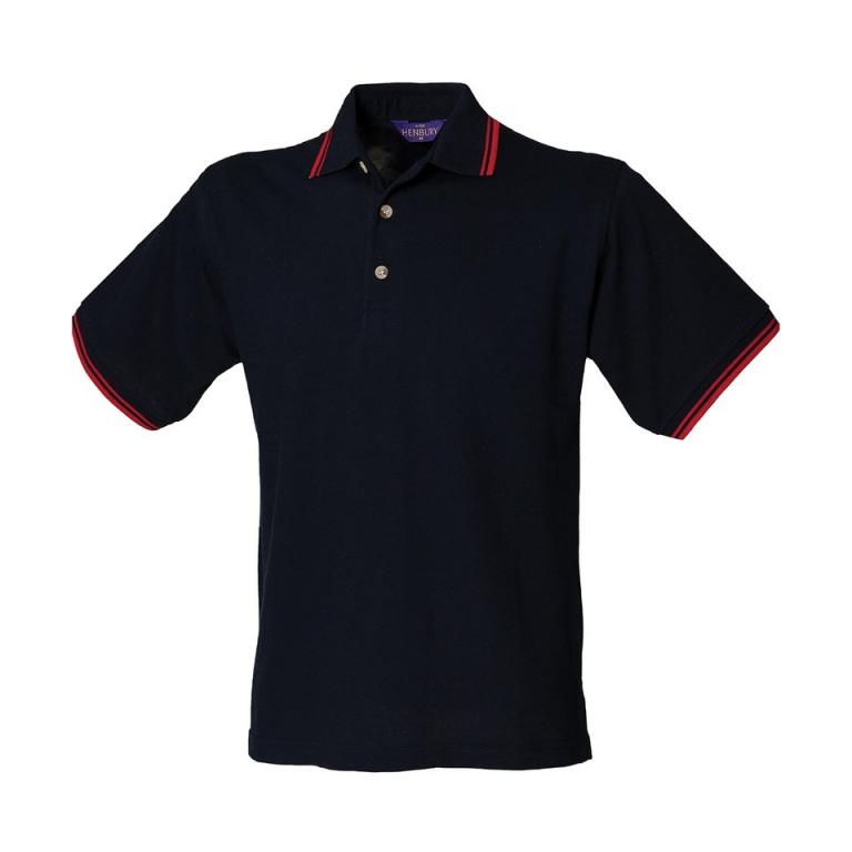 Double tipped collar and cuff polo shirt Navy Red Tipping