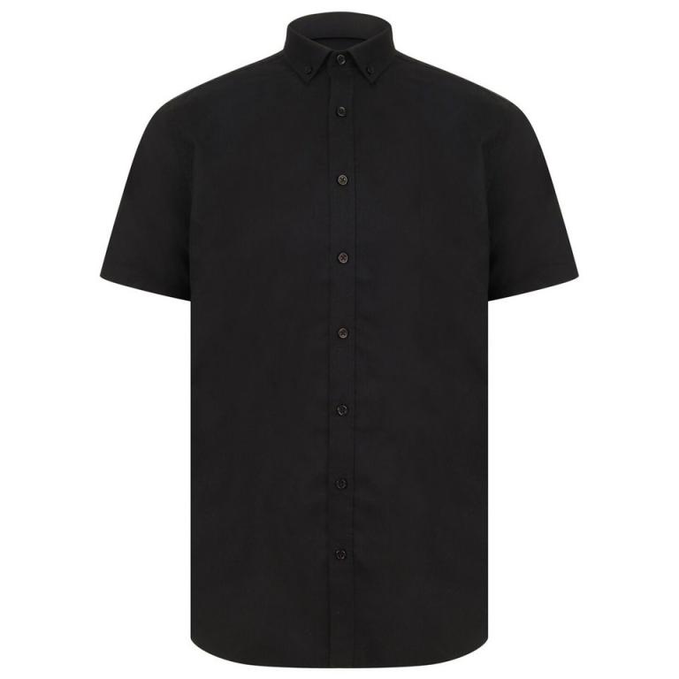 Modern short sleeve Oxford shirt Black