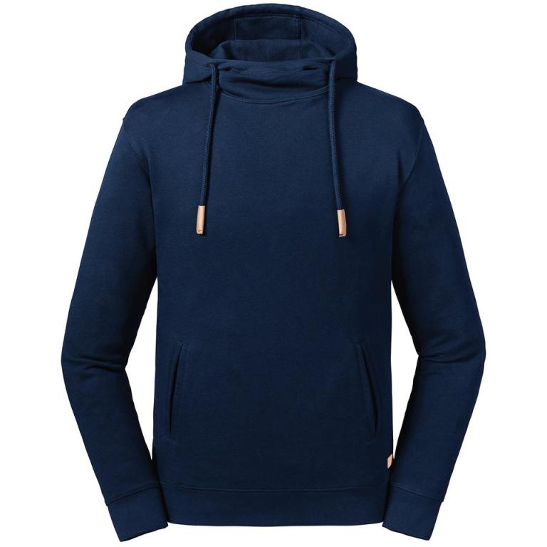 Pure organic high collar hooded sweatshirt French Navy