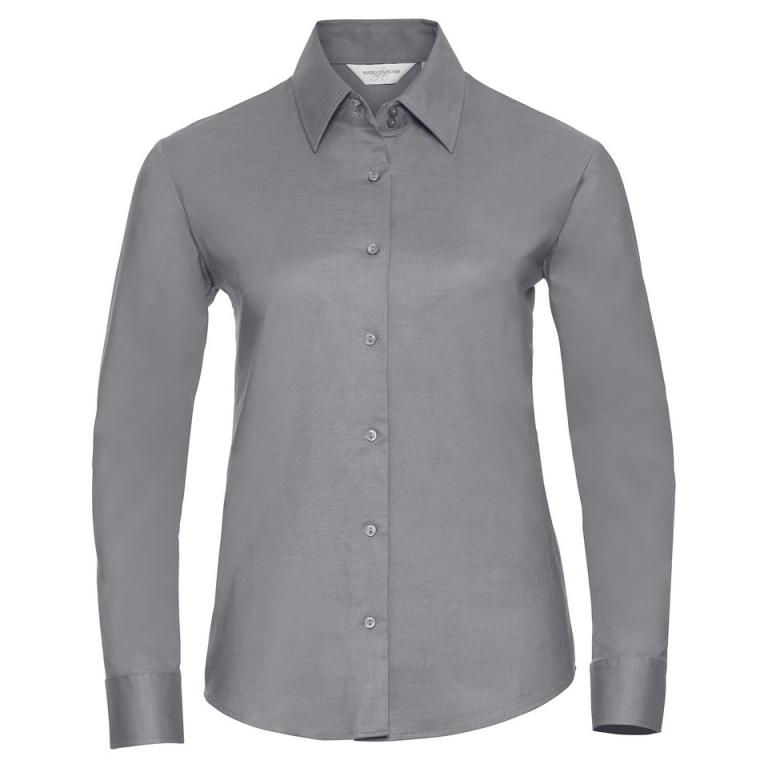 Women's long sleeve easycare Oxford shirt Silver