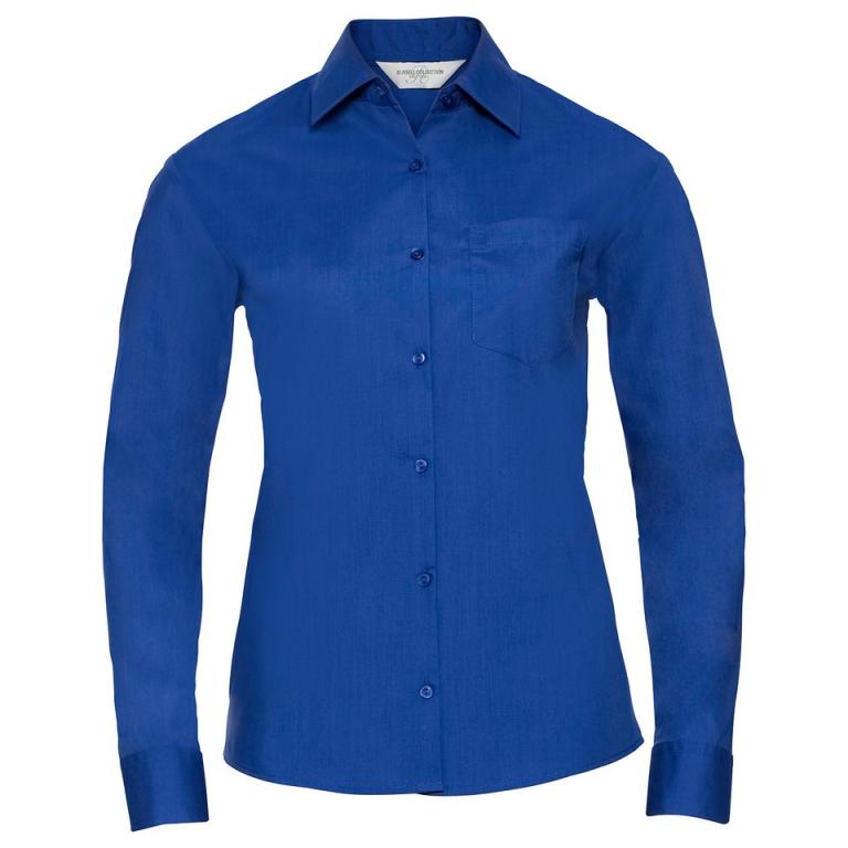 Women's long sleeve polycotton easycare poplin shirt Bright Royal