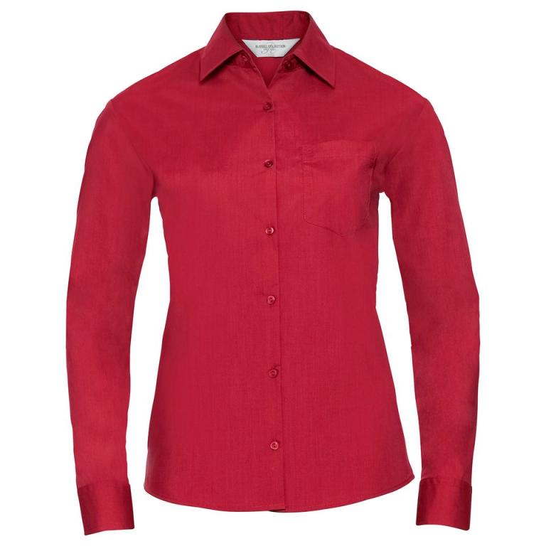 Women's long sleeve polycotton easycare poplin shirt Classic Red