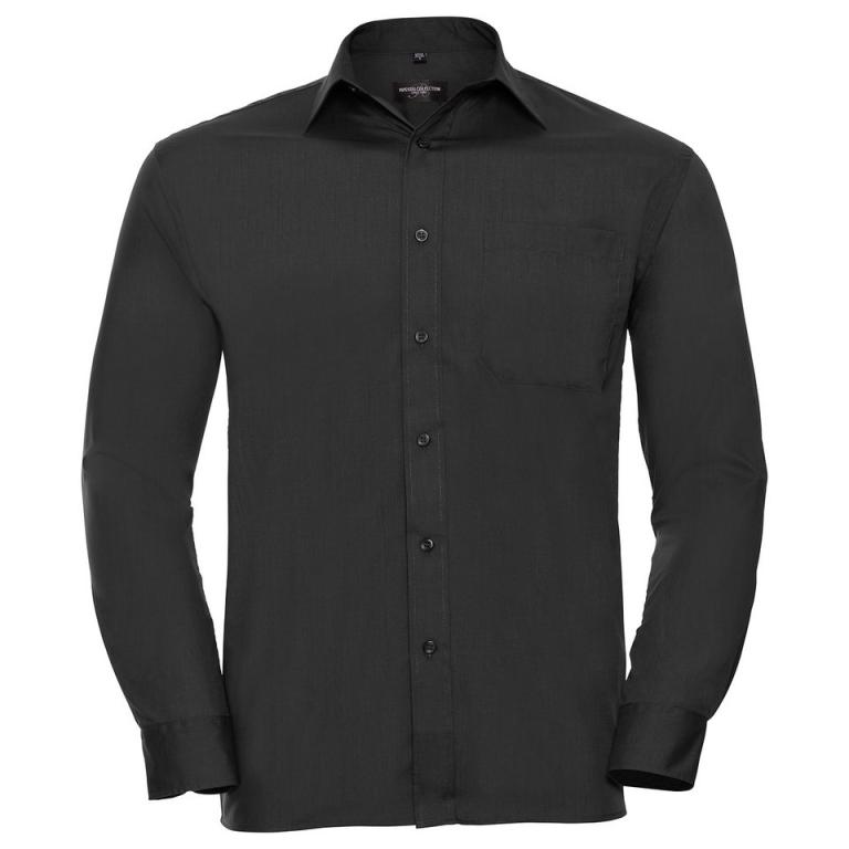 Long sleeve polycotton easycare poplin shirt Black