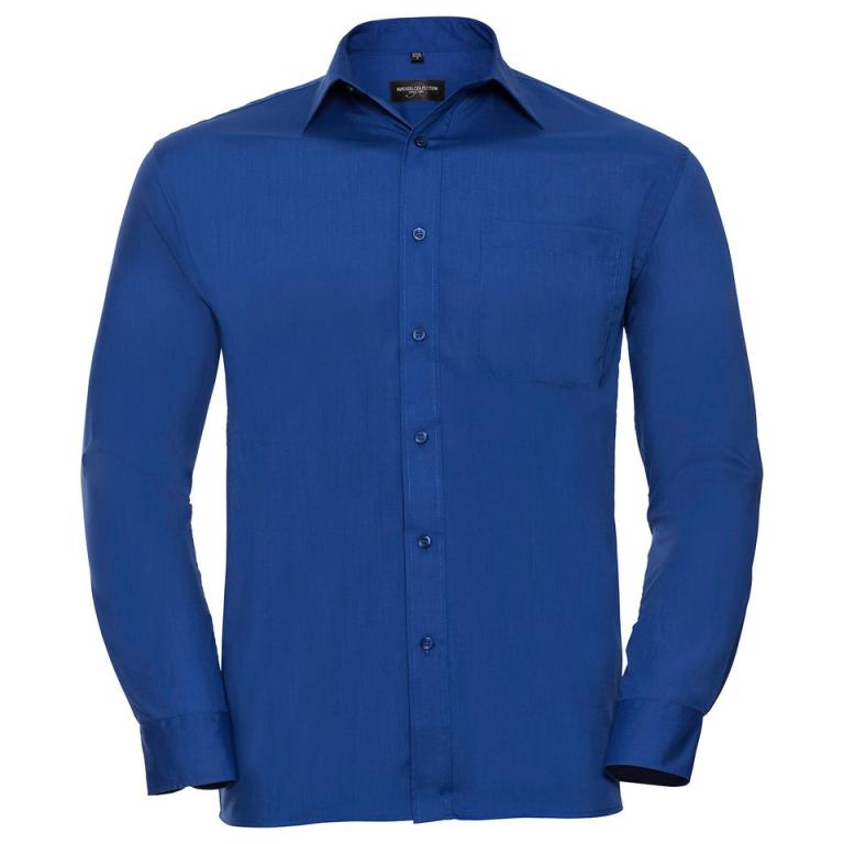 Long sleeve polycotton easycare poplin shirt Bright Royal