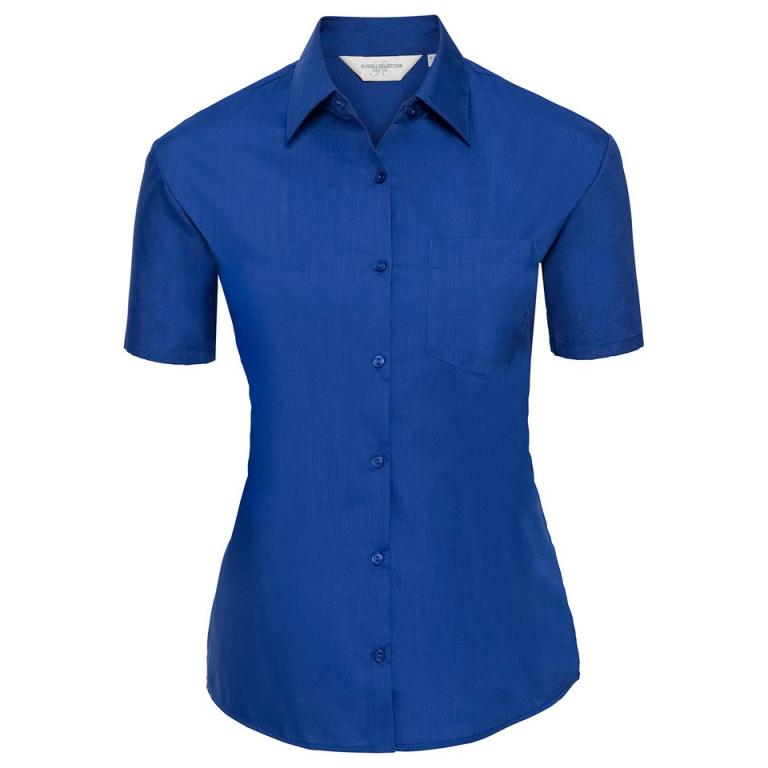 Women's short sleeve polycotton easycare poplin shirt Bright Royal