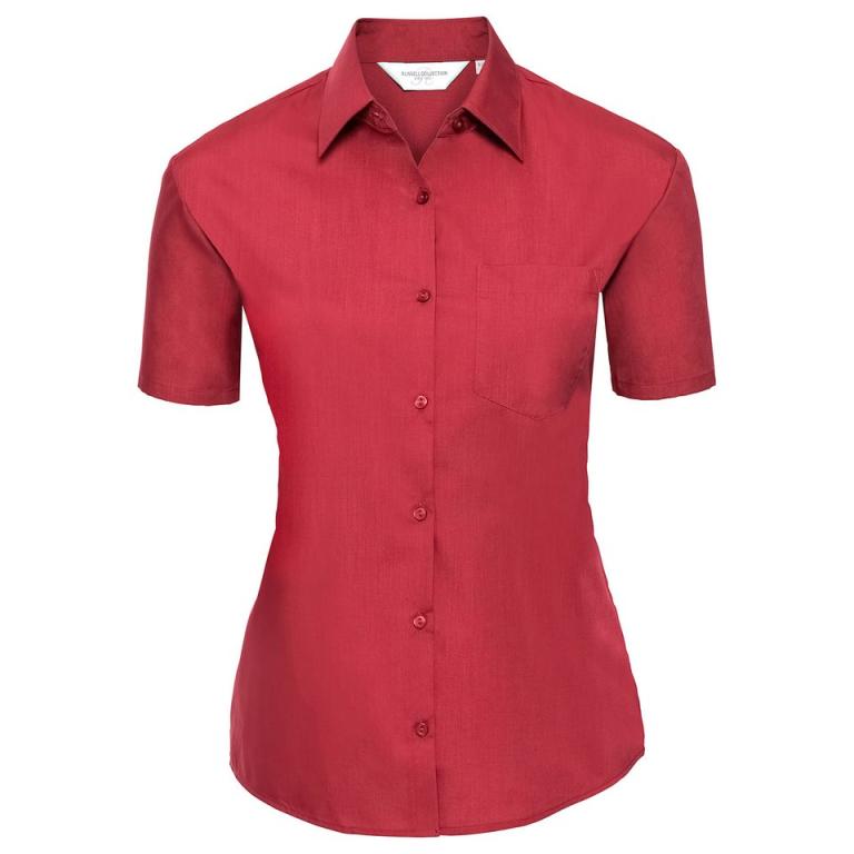 Women's short sleeve polycotton easycare poplin shirt Classic Red