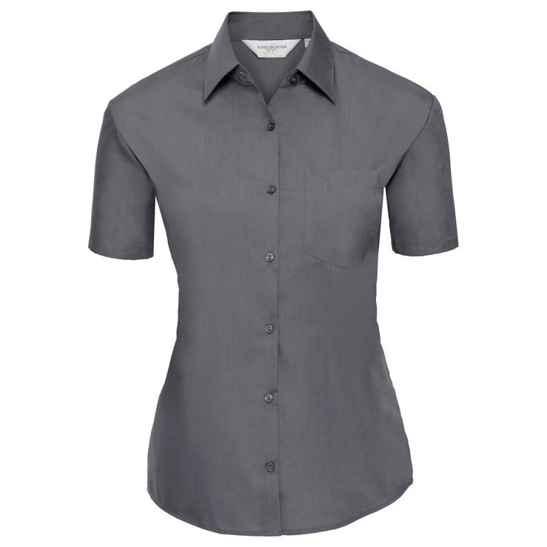 Women's short sleeve polycotton easycare poplin shirt Convoy Grey