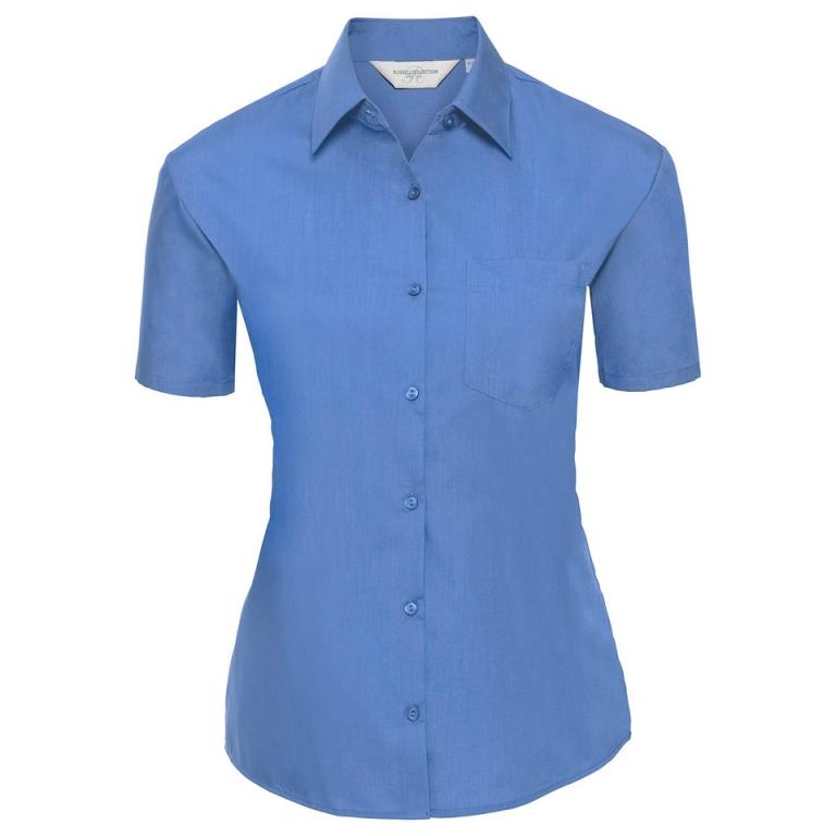 Women's short sleeve polycotton easycare poplin shirt Corporate Blue