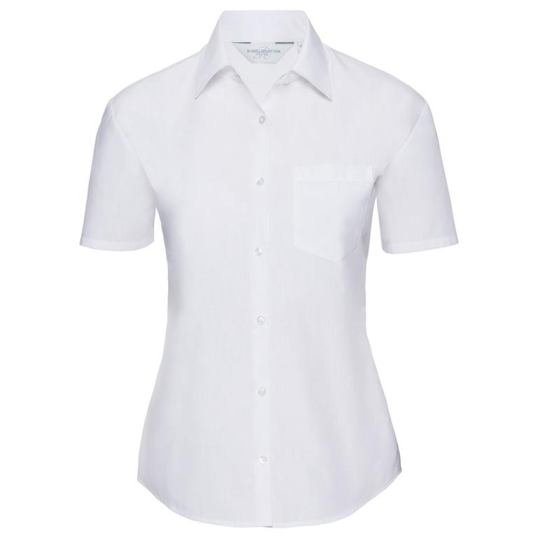 Women's short sleeve polycotton easycare poplin shirt White