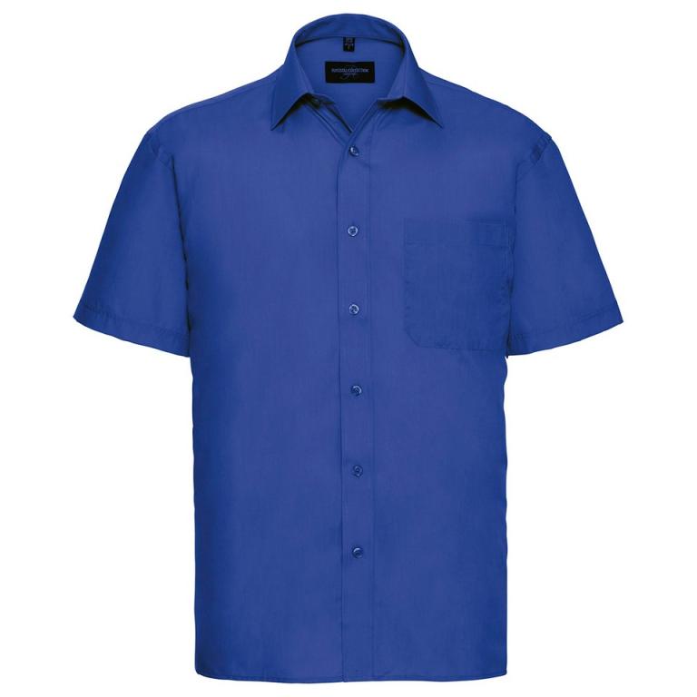 Short sleeve polycotton easycare poplin shirt Bright Royal