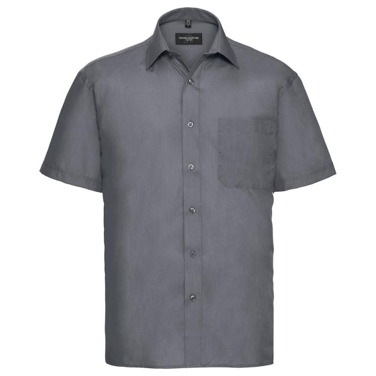 Short sleeve polycotton easycare poplin shirt Convoy Grey