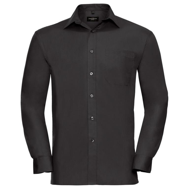 Long sleeve pure cotton easycare poplin shirt Black