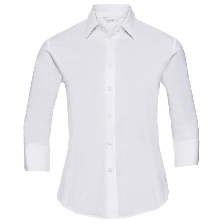 Women's ¾ sleeve easycare fitted shirt White