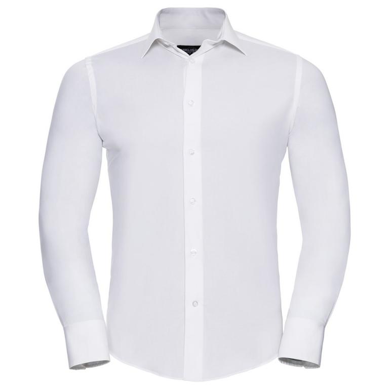 Long sleeve easycare fitted shirt White