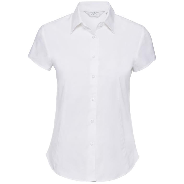 Women's short sleeve easycare fitted stretch shirt White