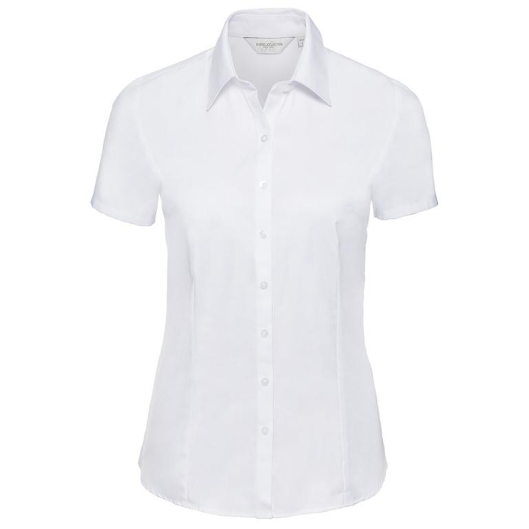 Women's short sleeve herringbone shirt White