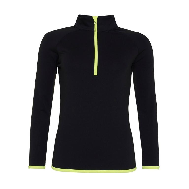 Women's cool ½ zip sweatshirt Jet Black/Electric Yellow