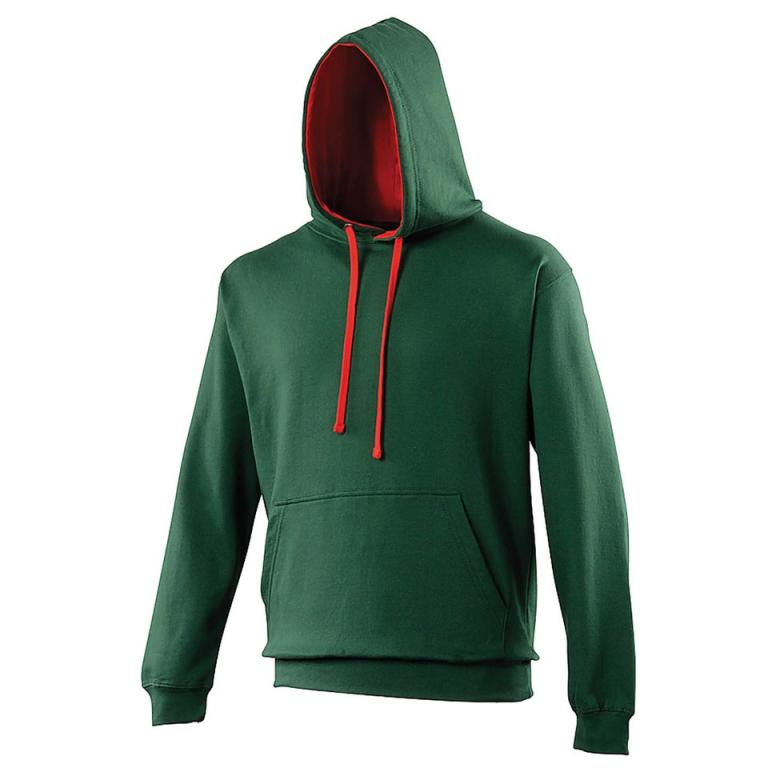 Varsity hoodie Bottle Green/Fire Red