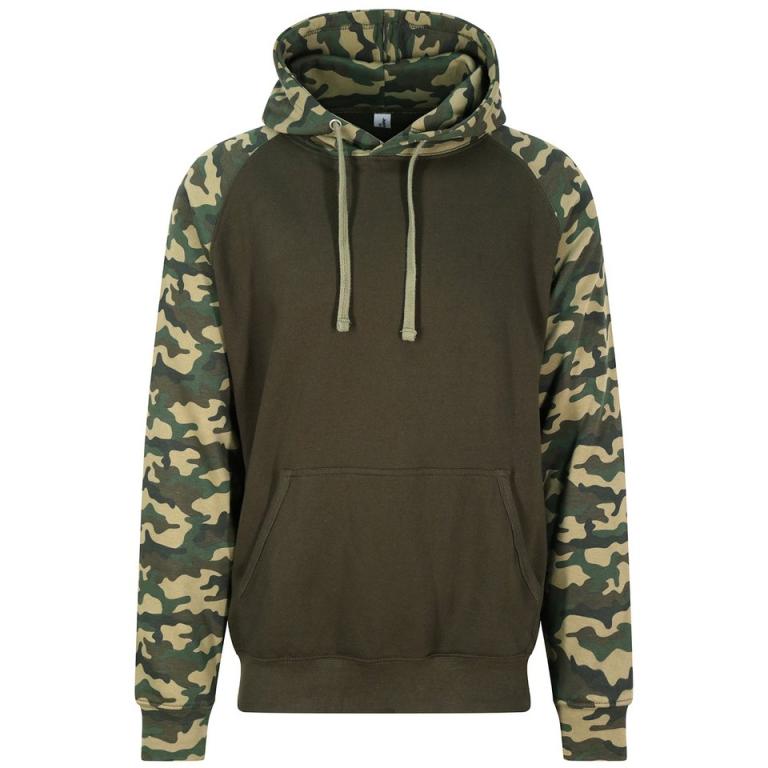 Baseball hoodie Solid Green/Green Camo