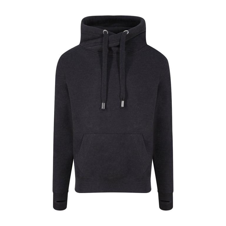 Cross neck hoodie Black Smoke