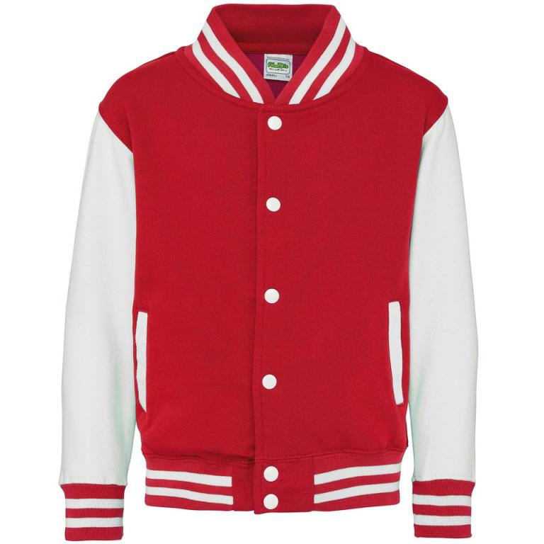 Kids varsity jacket Fire Red/White