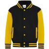 Kids varsity jacket Jet Black/Sun Yellow