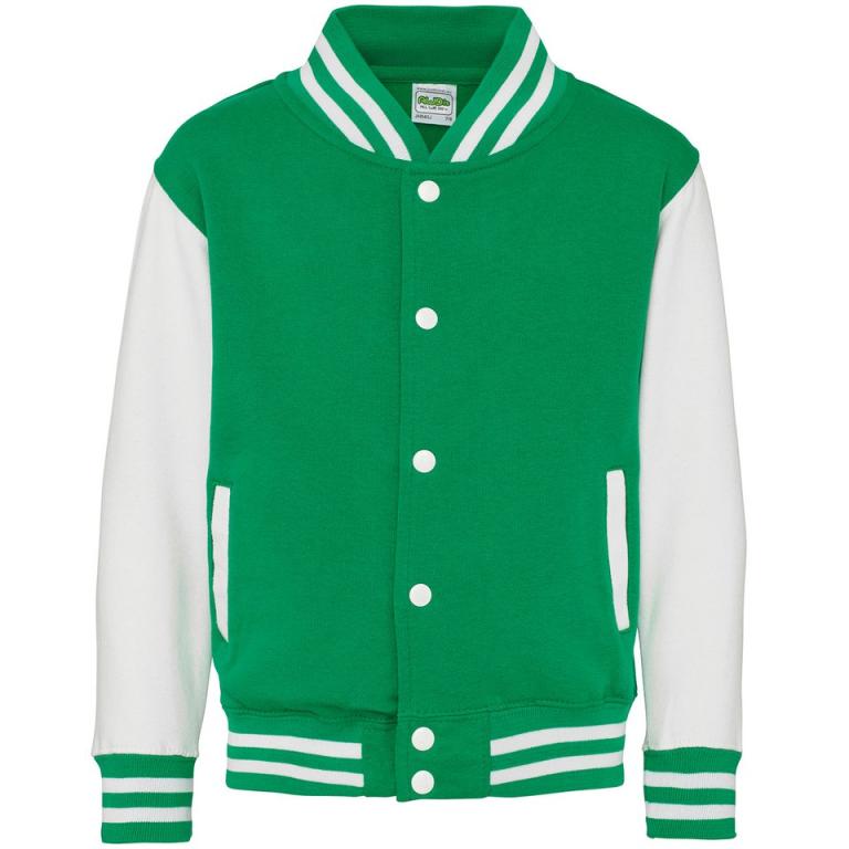 Kids varsity jacket Kelly Green/Arctic White